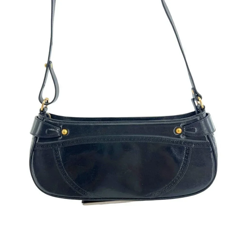 BRAHMIN Small Black Smooth Leather Shoulder Bag Purse